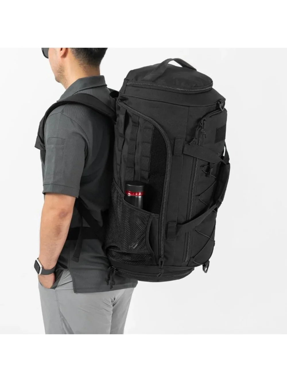 Heavy Duty Military Duffle Gym Bag, 60L Weekender Backpack with Shoe Compartment